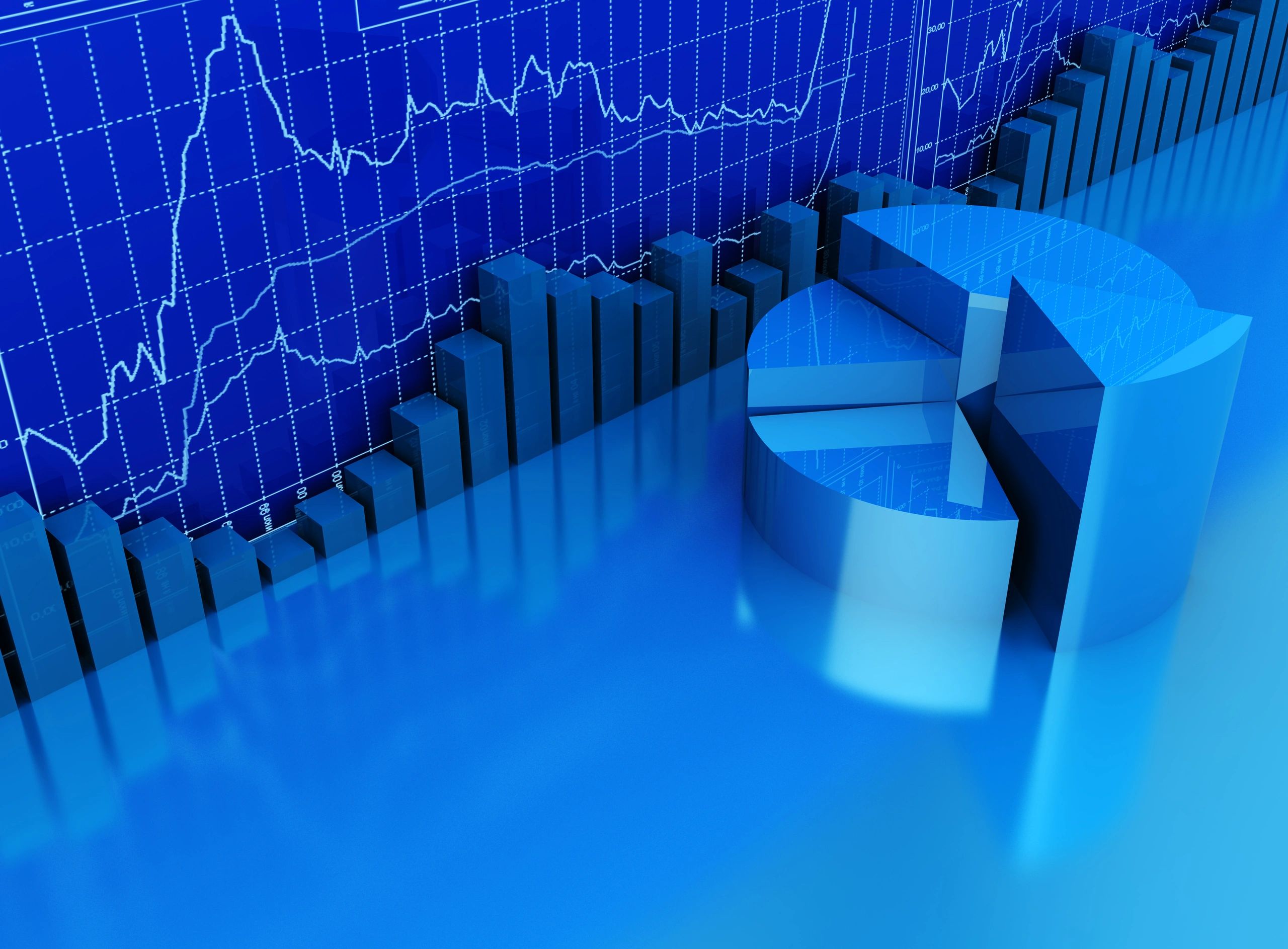 Abstract analytics dashboard illustration in blue tones